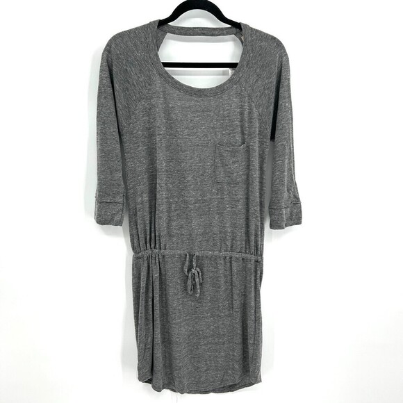 NWT CHASER Gray Drape Back Shirttail Triblend Jersey Open Back Dress Size Medium - Picture 3 of 6